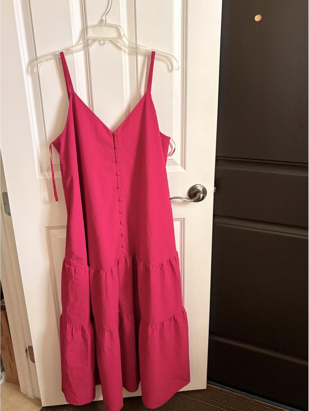 Ted Baker London Pink Button-Front Tiered Midi Dress Chic Elegant Size XS